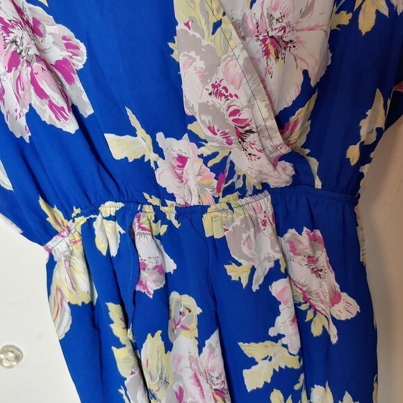 ASTR the Label Floral Tropical Hawaiian Romper Floral Blue Shorts Batwing - Picture 4 of 6